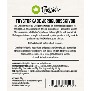 Chelsie's Frystorkade Jordgubbsskivor, 30 g Eko