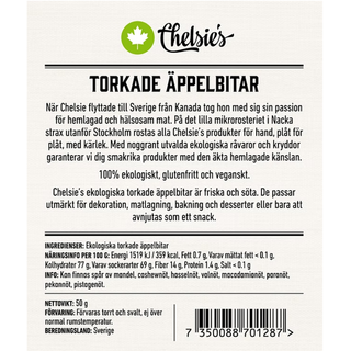 Chelsie's Torkade Äppelbitar, 50 g Eko