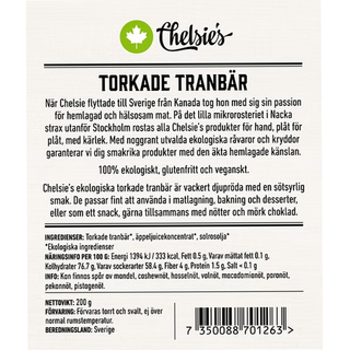 Torkade Tranbär, 200 g Eko