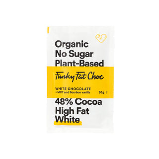 Funky Fat Choc White + Bourbon Vanilla, 50 g Eko